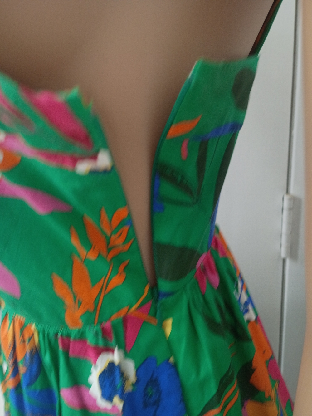 J. Crew Green Floral Halter Midi Dress with Pink, Blue & Orange Accents - Picture 7 of 15